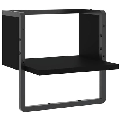 Étagère murale avec barre noir 30x25x30 cm