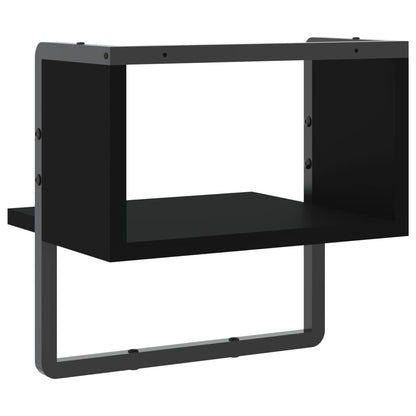 Étagère murale avec barre noir 30x25x30 cm