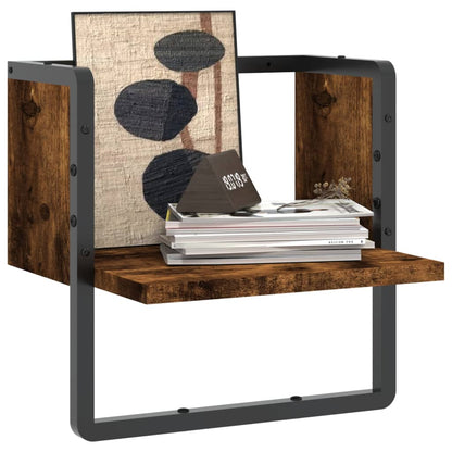 Étagère murale avec barre chêne fumé 30x25x30 cm