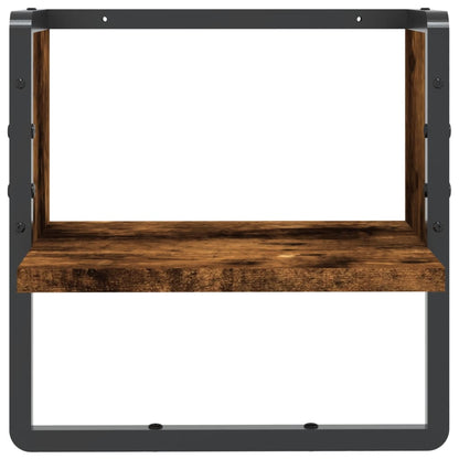 Étagère murale avec barre chêne fumé 30x25x30 cm