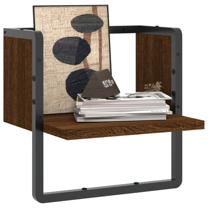 Étagère murale avec barre chêne marron 30x25x30 cm