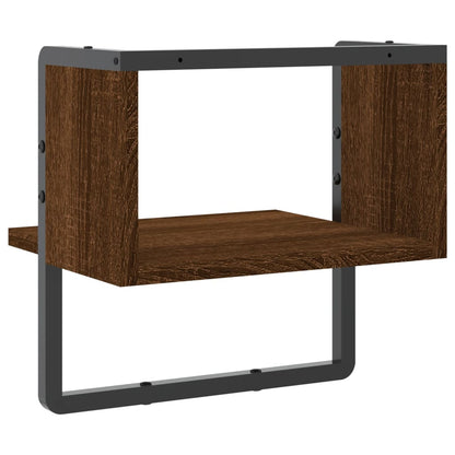 Étagère murale avec barre chêne marron 30x25x30 cm