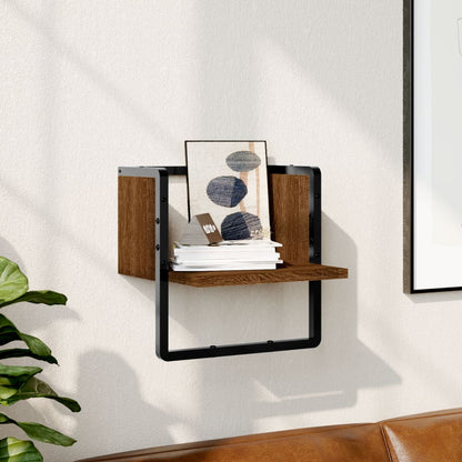 Étagère murale avec barre chêne marron 30x25x30 cm