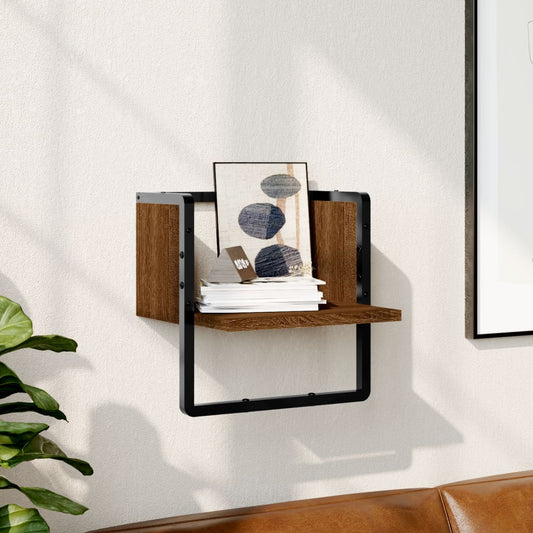 Étagère murale avec barre chêne marron 30x25x30 cm