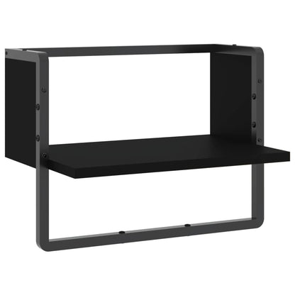 Étagère murale avec barre noir 40x25x30 cm