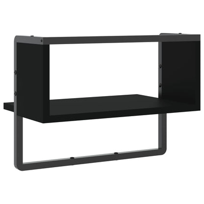 Étagère murale avec barre noir 40x25x30 cm