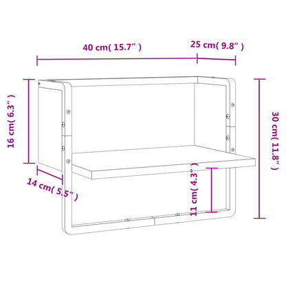 Étagère murale avec barre sonoma gris 40x25x30 cm
