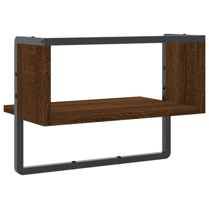 Étagère murale avec barre chêne marron 40x25x30 cm