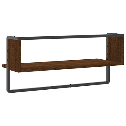 Étagère murale avec barre chêne marron 65x25x30 cm