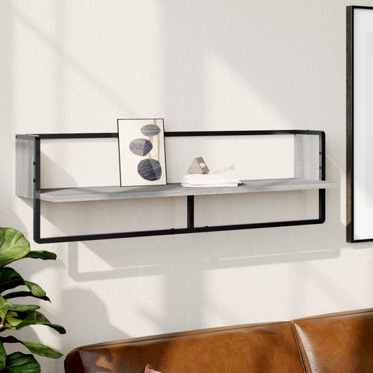 Étagère murale avec barre sonoma gris 100x25x30 cm