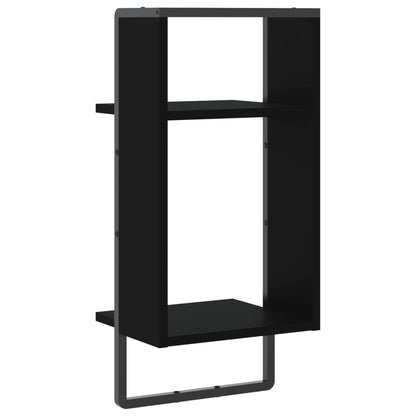 Étagère murale avec barre noir 30x25x65 cm