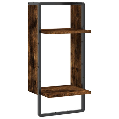 Étagère murale avec barre chêne fumé 30x25x65 cm