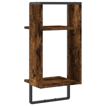 Étagère murale avec barre chêne fumé 30x25x65 cm