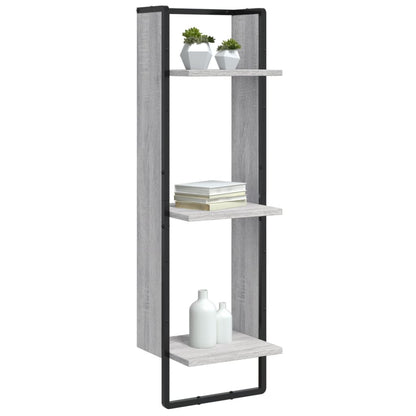 Étagère murale 3 niveaux sonoma gris 30x25x100 cm