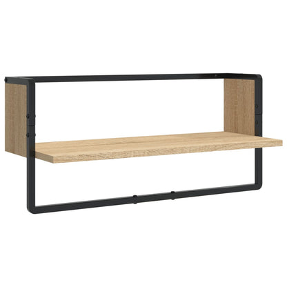 Ensemble d'étagères murales avec barres 4 pcs chêne sonoma