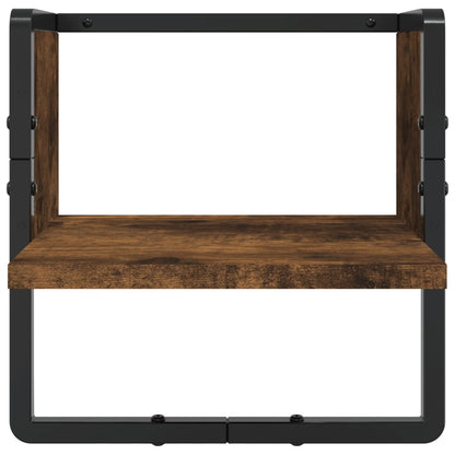 Ensemble d'étagères murales avec barres 4 pcs chêne fumé
