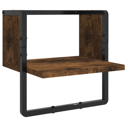Ensemble d'étagères murales avec barres 4 pcs chêne fumé