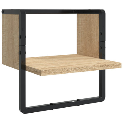 Ensemble d'étagères murales avec barres 6 pcs chêne sonoma