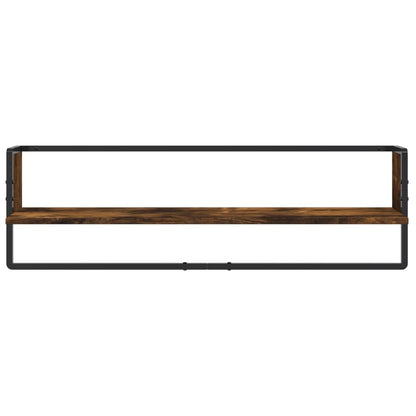 Ensemble d'étagères murales avec barres 6 pcs chêne fumé