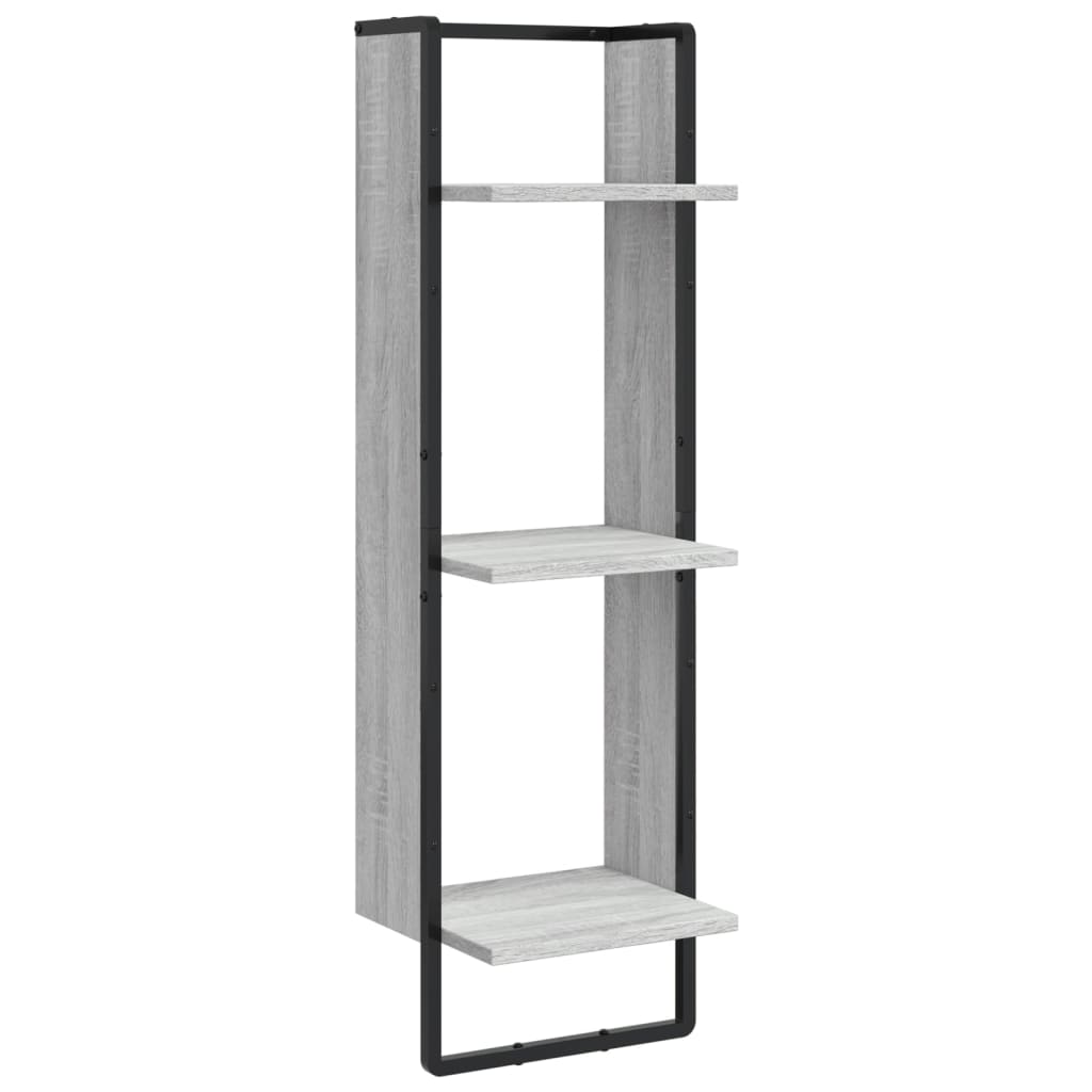 Ensemble d'étagères murales avec barres 6 pcs sonoma gris