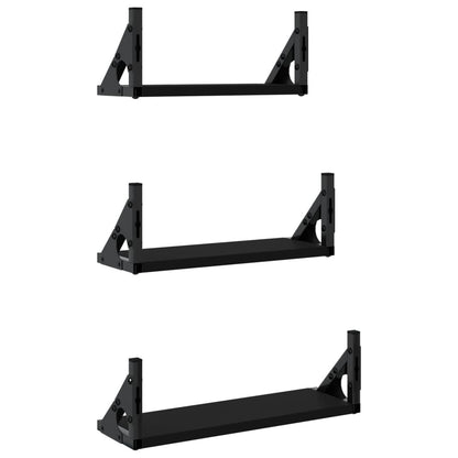 Ensemble d'étagères murales 3 pcs noir bois d'ingénierie
