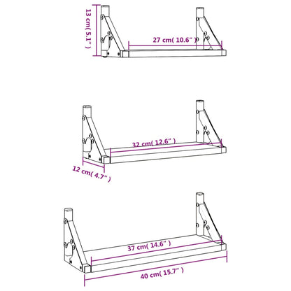 Ensemble d'étagères murales 3pcs chêne sonoma bois d'ingénierie