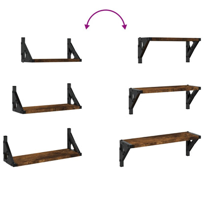 Ensemble d'étagères murales 3 pcs chêne fumé bois d'ingénierie