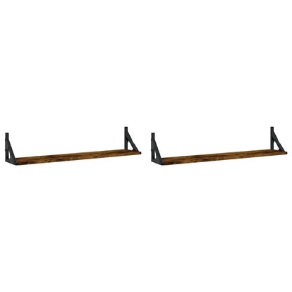 Étagères murales 2pcs chêne fumé 80x15x15,5cm bois d'ingénierie