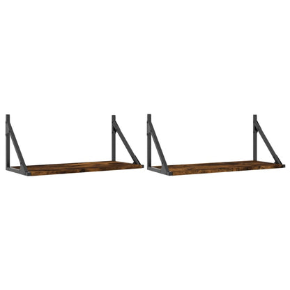 Étagères murales 2pcs chêne fumé 60x25x25,5cm bois d'ingénierie