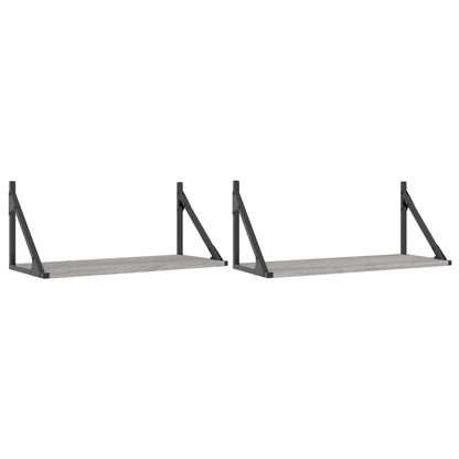 Étagères murales 2pcs sonoma gris 60x25x25,5 cm bois ingénierie