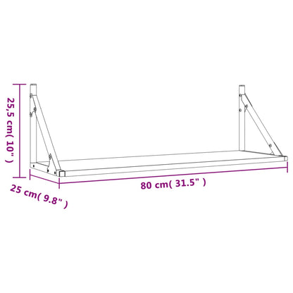 Étagères murales 2pcs chêne fumé 80x25x25,5cm bois d'ingénierie