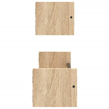 Étagères murales avec barres 2 pcs chêne sonoma 60x16x14 cm