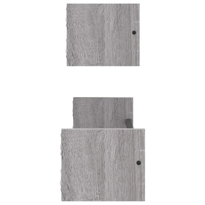 Étagères murales avec barres 2 pcs sonoma gris 60x16x14 cm