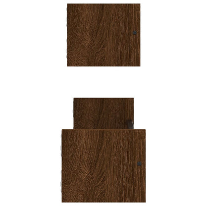 Étagères murales avec barres 2 pcs chêne marron 60x16x14 cm