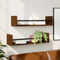 Étagères murales avec barres 2 pcs chêne marron 60x16x14 cm