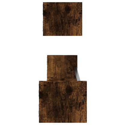 Étagères murales avec barres 2 pcs chêne fumé 80x16x14 cm