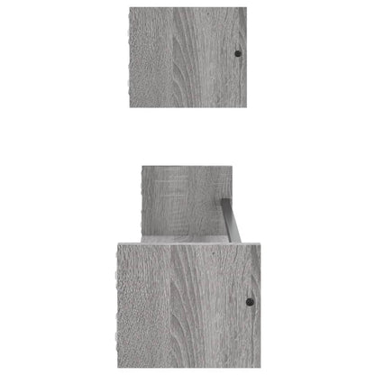 Étagères murales avec barres 2 pcs sonoma gris 80x16x14 cm