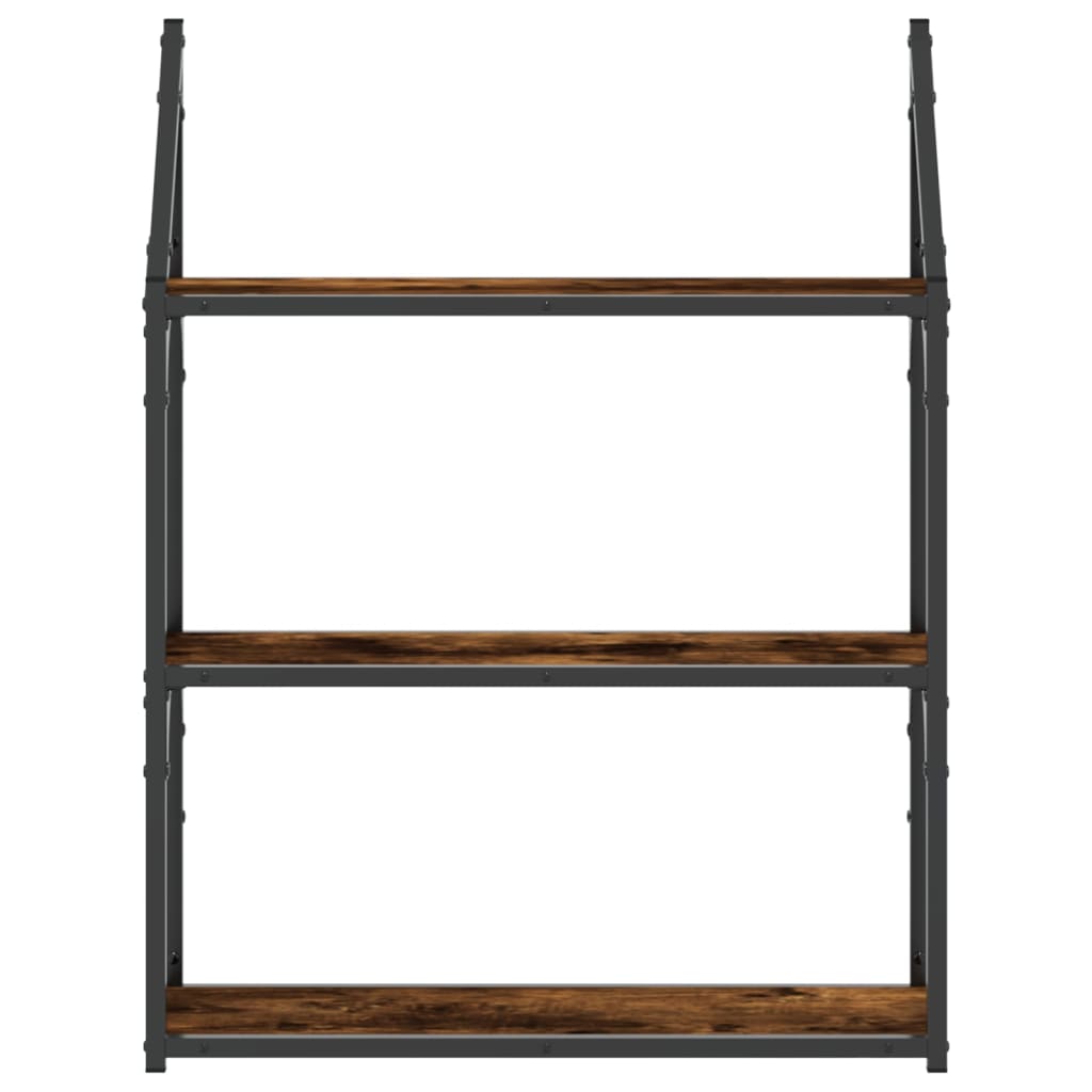 Étagère murale 3 niveaux chêne fumé 60x21x78,5 cm