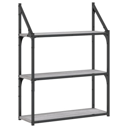 Étagère murale 3 niveaux sonoma gris 60x21x78,5 cm