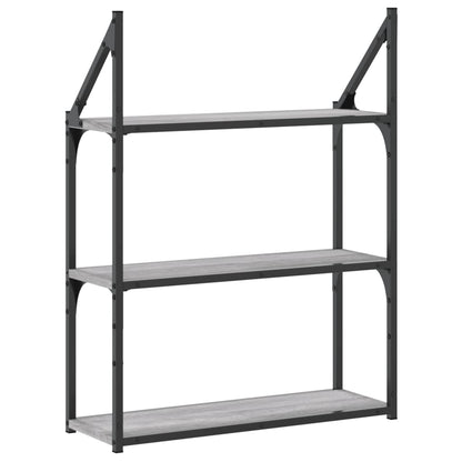 Étagère murale 3 niveaux sonoma gris 60x21x78,5 cm