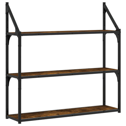 Étagère murale 3 niveaux chêne fumé 80x21x78,5 cm