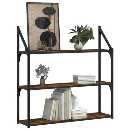 Étagère murale 3 niveaux chêne fumé 80x21x78,5 cm