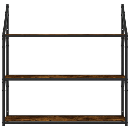 Étagère murale 3 niveaux chêne fumé 80x21x78,5 cm