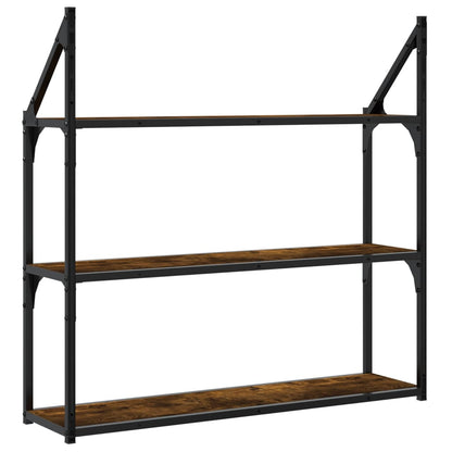 Étagère murale 3 niveaux chêne fumé 80x21x78,5 cm
