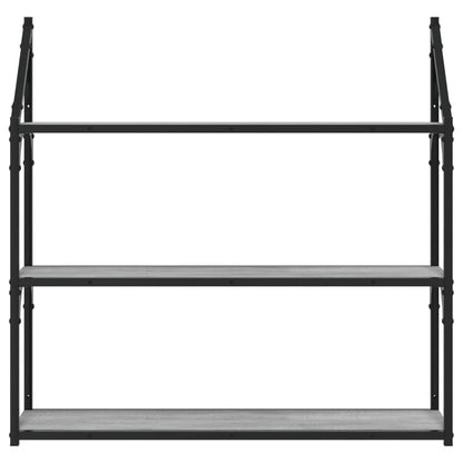 Étagère murale 3 niveaux sonoma gris 80x21x78,5 cm