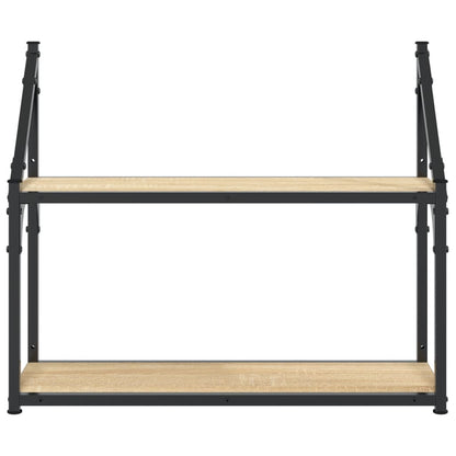 Étagère murale 2 niveaux chêne sonoma 60x21x51 cm