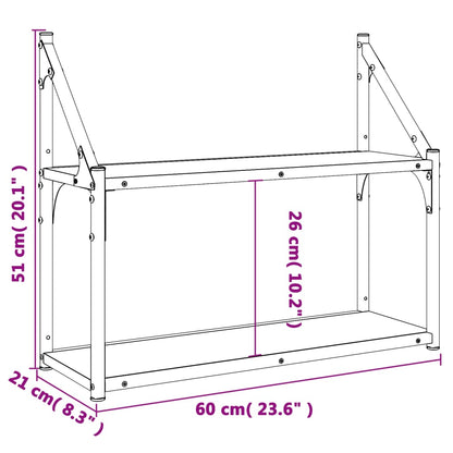 Étagère murale 2 niveaux chêne sonoma 60x21x51 cm