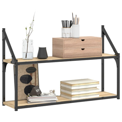 Étagère murale 2 niveaux chêne sonoma 80x21x51 cm