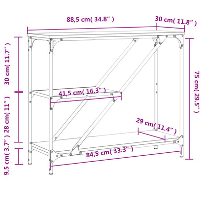 Table console chêne sonoma 88,5x30x75 cm bois d'ingénierie