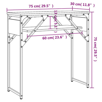 Table console avec étagère chêne fumé 75x30x75 cm